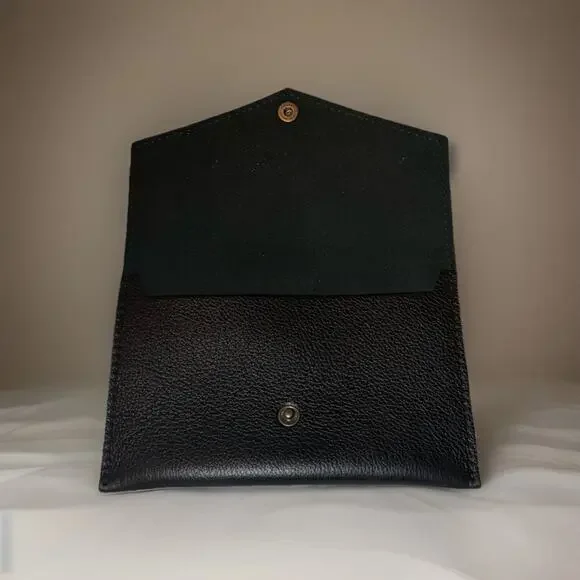 Portland Leather Goods Envelope Wallet Full Pebbled Leather Black Discontinued - Picture 3 of 3
